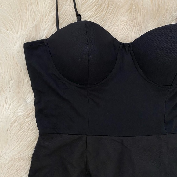 Fashion Nova Black Sheer Mesh Bustier Special Days Tulle Maxi Dress Mermaid Gown - Picture 5 of 13